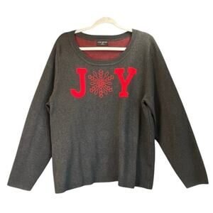 Lane Bryant Womens 18/20 Gray Red "Joy" Holiday Sweater Long Sleeve Casual r